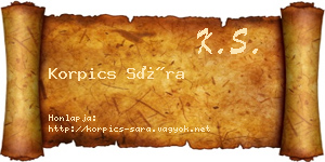 Korpics Sára névjegykártya