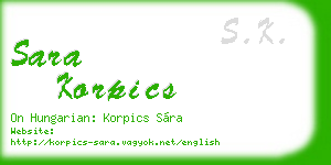 sara korpics business card